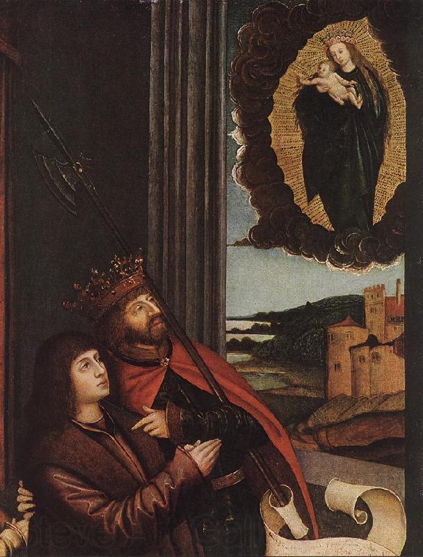 STRIGEL, Bernhard St Ladislas Presents Wladislav II and his Sons to the Virgin (detail)  wr Norge oil painting art